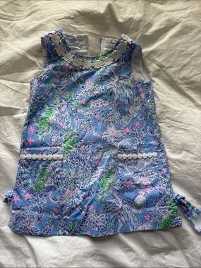 Lilly Pulitzer classic shift - Blue Floral Nautical Print Toddler Dress